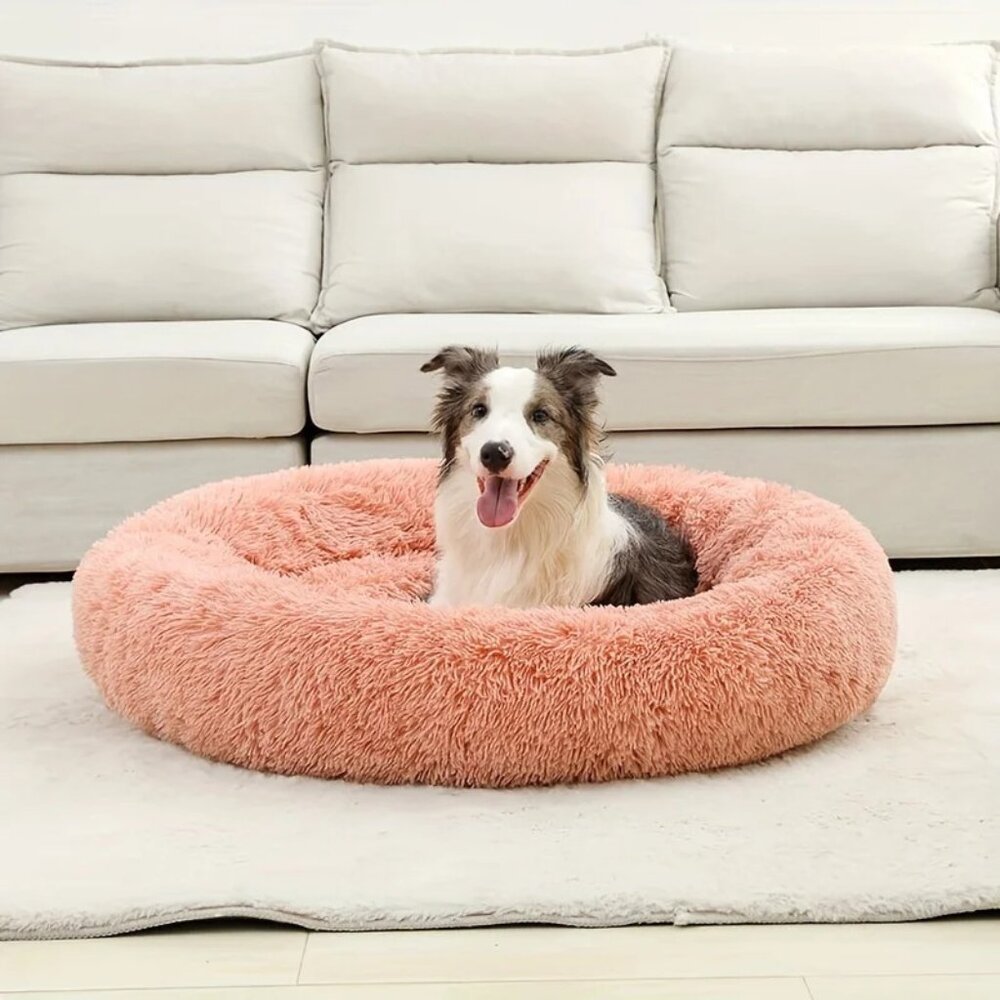 Fluffy Calming Cat Dog Pink Skin Donut Bed Small New With Tags